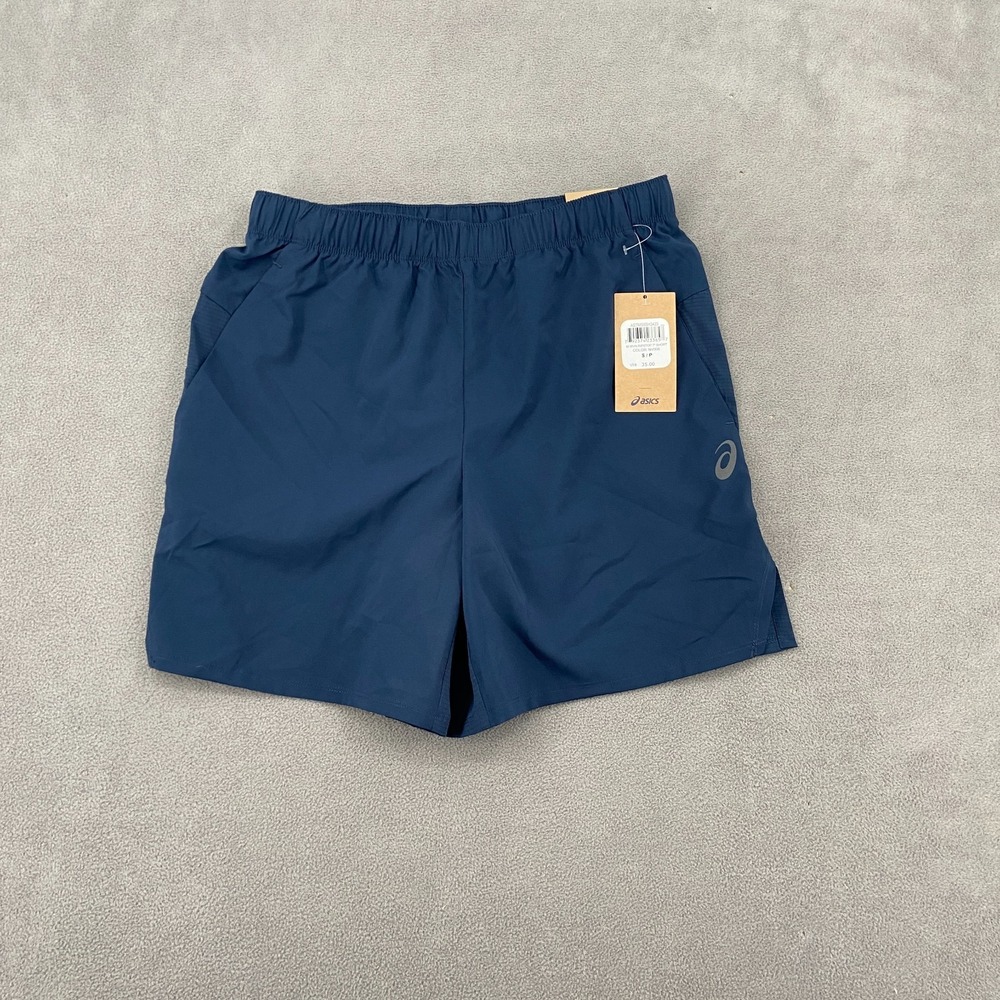 ASICS Running Training Shorts Men's Small Navy Ripstop 7" Inseam Elastic Waist